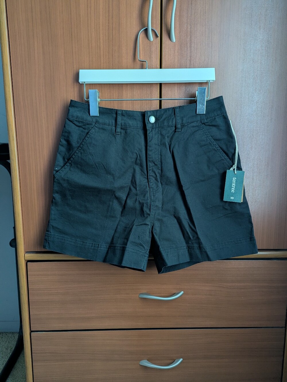 Tentree Twill High Waist Organic Cotton Shorts Black Size 8 (Fits Large)